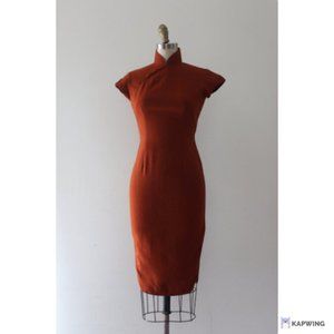 Vintage 1950s Wool Cheongsam Dress